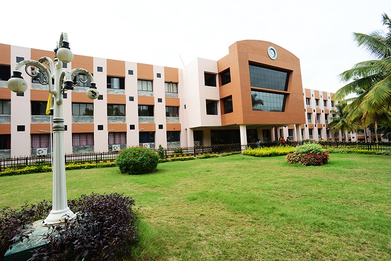 Main academic building of NITTE Meenakshi Institute of Technology (NMIT) in Bangalore, offering top-tier BTech in India and MBA programs.